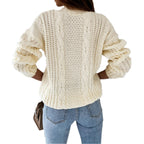 Damen Strickjacke mit dekorativem Zopfdesign und einzigartigen Knopfdetails R&B