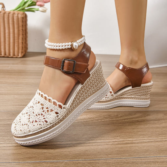 Damen Wedge-Sandalen mit filigranem Spitzen-Design R&B