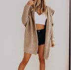 Damen Strickponcho mit Kapuze und lockerem Schnitt R&B