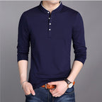 Herren Langarm-Henley-Shirt mit modernem Schnitt und hochwertiger Baumwolle