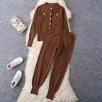 Damen elegantes Strickanzug-Set mit Knopfdétails R&B