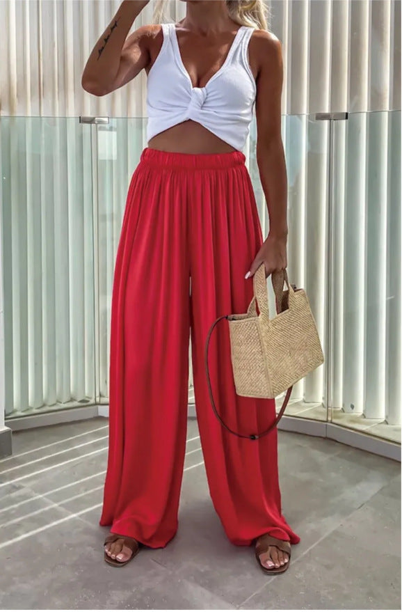 Damen Elegante weite Sommerhose mit elastischem Bund und fließendem Schnitt R&B