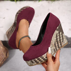 Damen Wedge-Pantoletten mit geflochtenem Absatz und komfortablem Innenfutter R&B