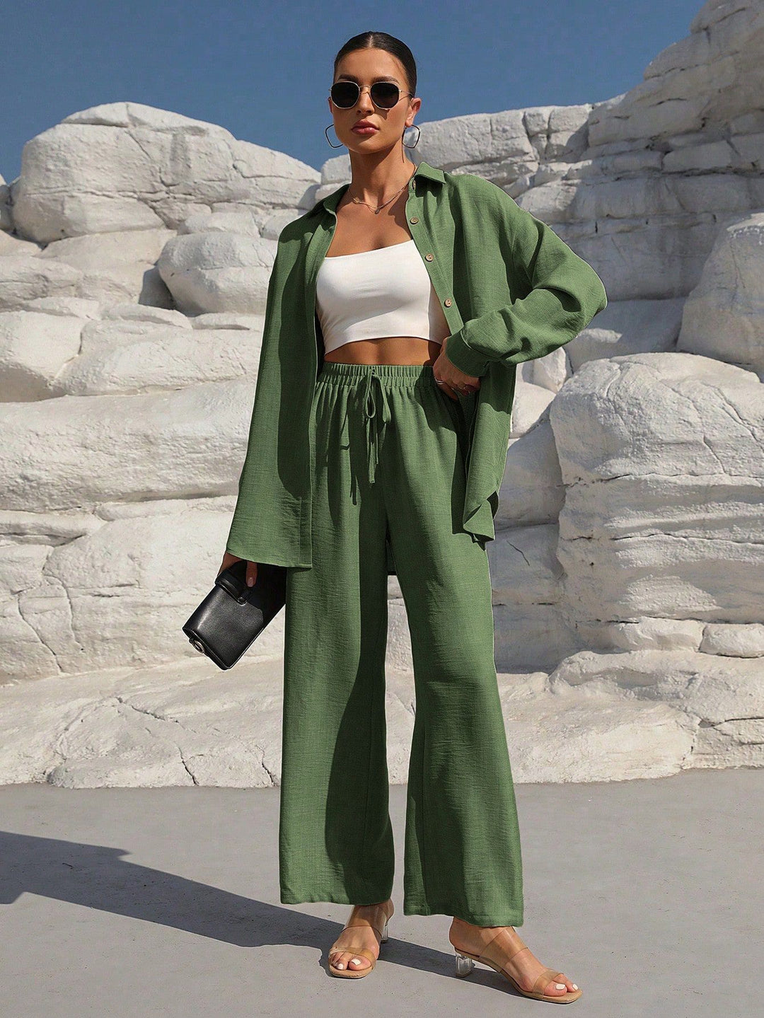Damen elegantes und lässiges Loungewear-Set mit lockerer Passform R&B