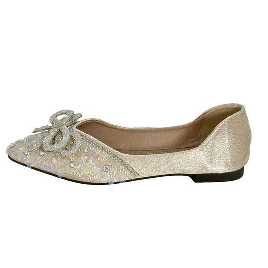 Damen Ballerinas mit glamourösem Strass-Design und zartem Schleifenakzent R&B