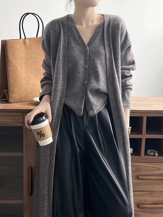 Damen Gemütliche Strickjacke mit offenem Schnitt und dekorativem Knopf R&B