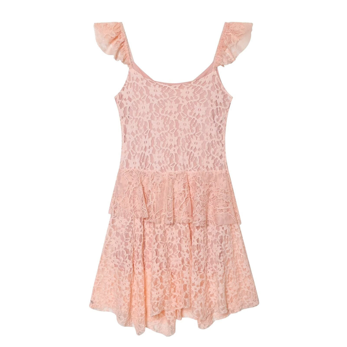 Damen romantisches Spitzenkleid mit Rüschendetails R&B