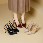 Damen Slingback-High-Heels mit glänzender Oberfläche und eleganter Schnalle
