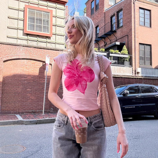 Damen T-Shirt mit floralem Druck und figurbetontem Schnitt R&B