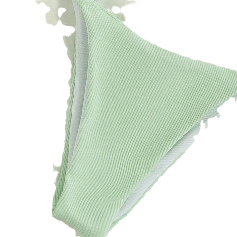 Damen Triangel-Bikini-Set mit verstellbaren Schnüren und feinem Strukturmuster R&B