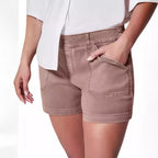 Damen modische Baumwoll-Shorts mit hoher Taille und seitlichen Taschen R&B