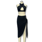 Damen Elegantes Cut-Out Kleid mit Wickeloptik und tiefem Ausschnitt R&B