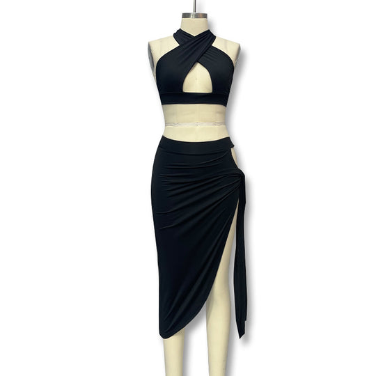Damen Elegantes Cut-Out Kleid mit Wickeloptik und tiefem Ausschnitt R&B