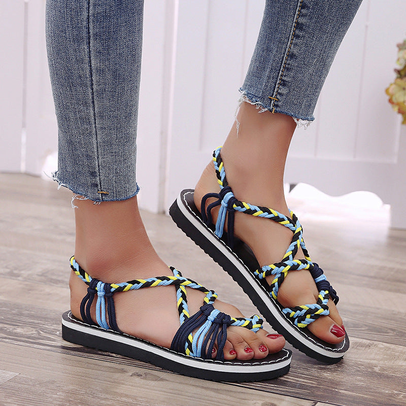 Damen Freizeit-Sandalen mit kunstvoll geflochtenem Riemen-Design R&B