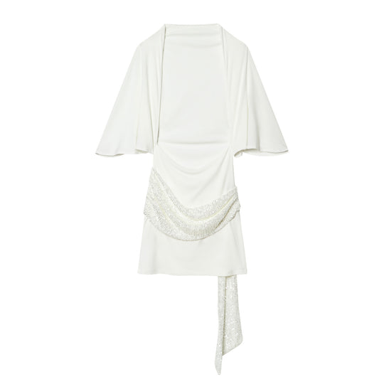 Damen elegantes Oberteil mit geschwungenem Saum und funkelnden Applikationen R&B