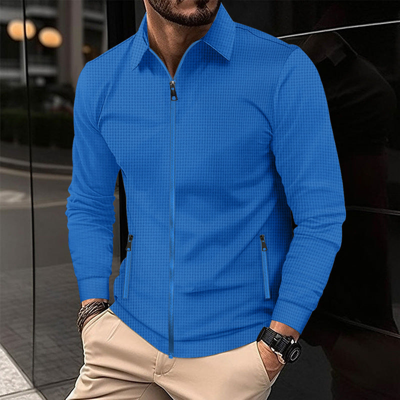 Herren modische Freizeitjacke mit strukturiertem Design und seitlichem Reißverschluss R&B