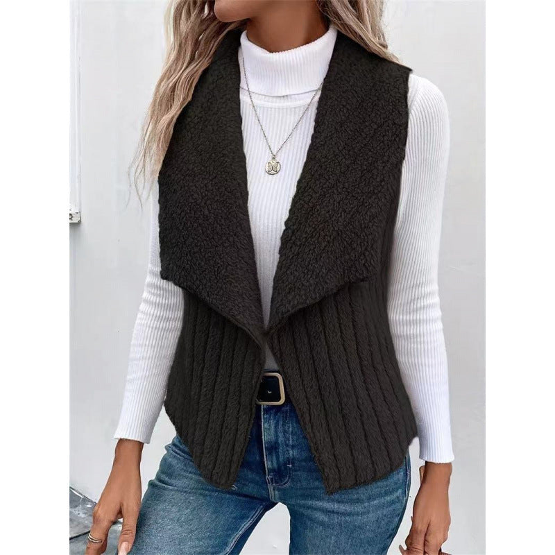 Damen Kuschelige Weste mit asymmetrischem Schnitt und hohem Kragen R&B