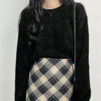 Damen Flauschiger Pullover mit weitem Schnitt und modischem Design