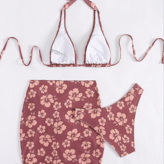 Damen Triangel-Bikini-Set mit modischem Wickelrock R&B