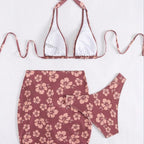 Damen Triangel-Bikini-Set mit modischem Wickelrock R&B