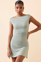 Damen figurbetontes Minikleid mit asymmetrischem Ausschnitt