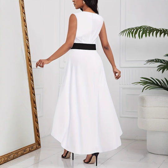 Damen Elegante Jumpsuit mit asymmetrischem Rock und tiefem V-Ausschnitt R&B