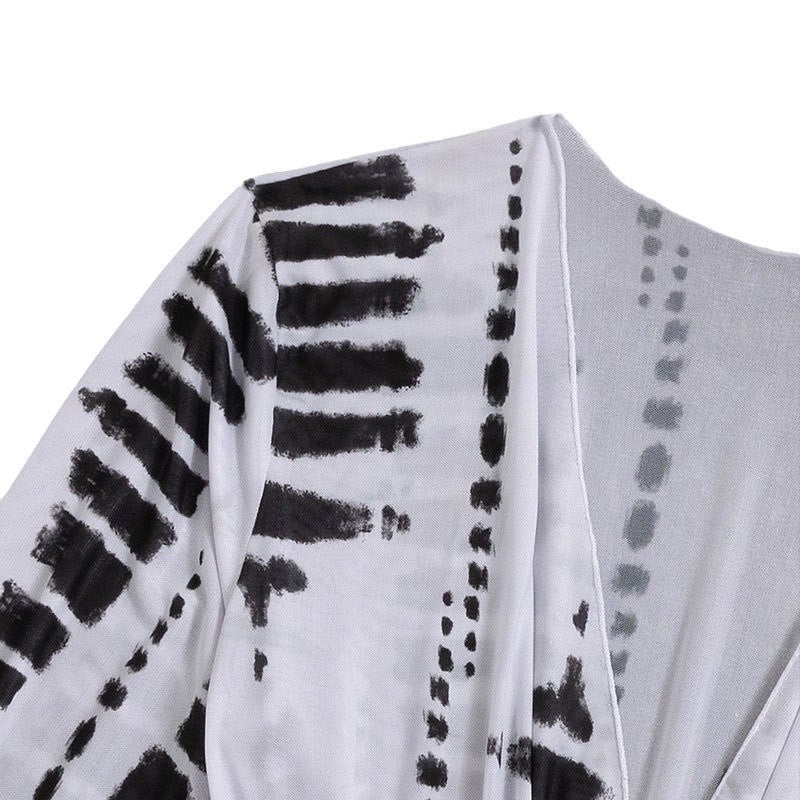 Damen Strandkleid mit tiefem V-Ausschnitt und verstellbaren Rüschendetails