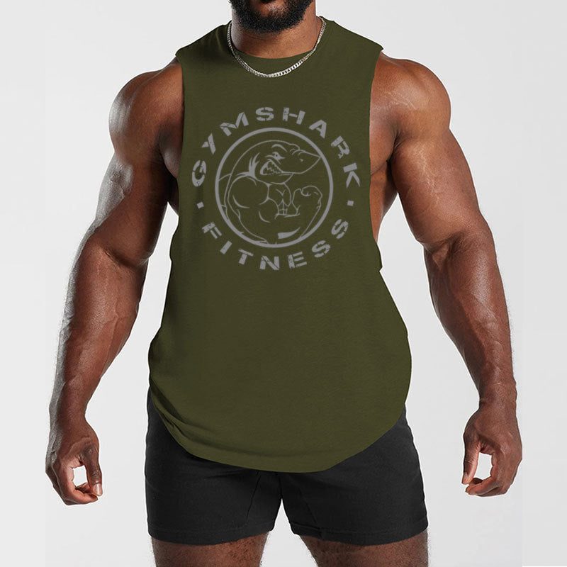 Herren nan ärmelloses Muskelshirt mit extra tiefen Armöffnungen und großem Logodruck R&B
