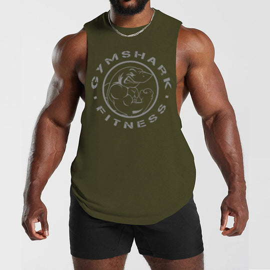 Herren nan ärmelloses Muskelshirt mit extra tiefen Armöffnungen und großem Logodruck R&B