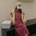 Damen Casual T-Shirt Kleid mit kreativem Schriftzug