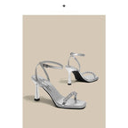 Damen High Heel Sandalen mit funkelnder Strassverzierung R&B