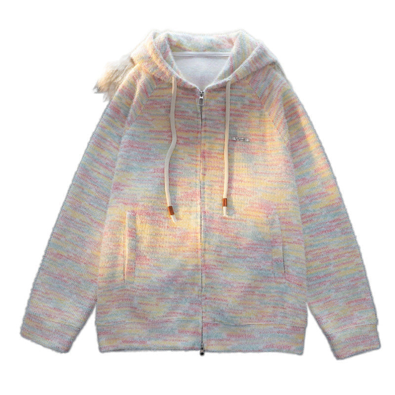 Damen Zip-Hoodie mit leicht strukturiertem Schlaufenmuster und praktischen Taschen R&B