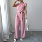 Damen Eleganter Jumpsuit mit Rüschendetails und Rückenausschnitt R&B