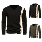 Herren Langarmshirt mit modernem V-Ausschnitt und kontrastierendem Design