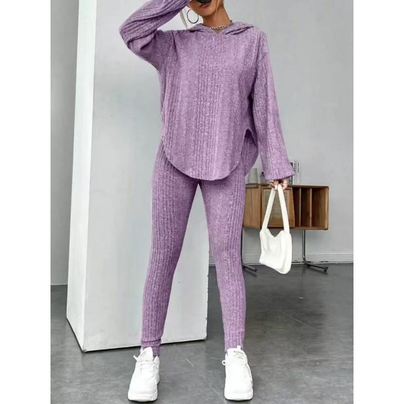 Damen Bequemes Lounge-Set mit Kapuze und schmalen Hosen R&B