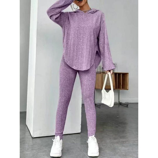 Damen Bequemes Lounge-Set mit Kapuze und schmalen Hosen R&B