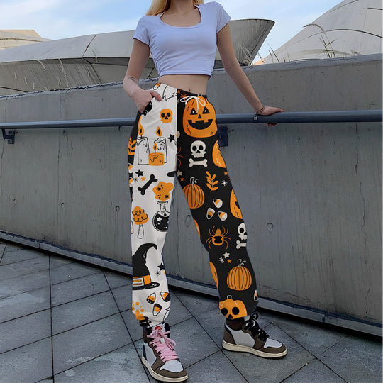 Damen Lässige Print-Hose mit herbstlichem Motiv R&B