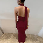 Damen Elegantes Maxikleid mit asymmetrischem Halterneck R&B