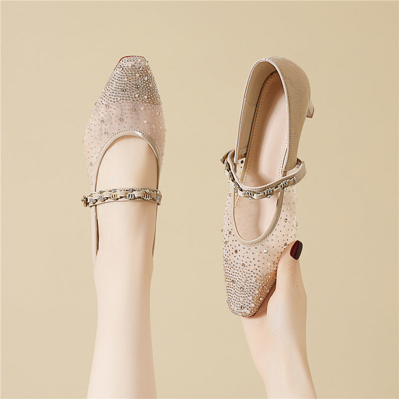 Damen Funkelnde Slingback-Pumps mit zierlichem Riemen und glitzerndem Detail R&B