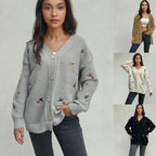 Damen Strickjacke mit floralem Stickdesign R&B