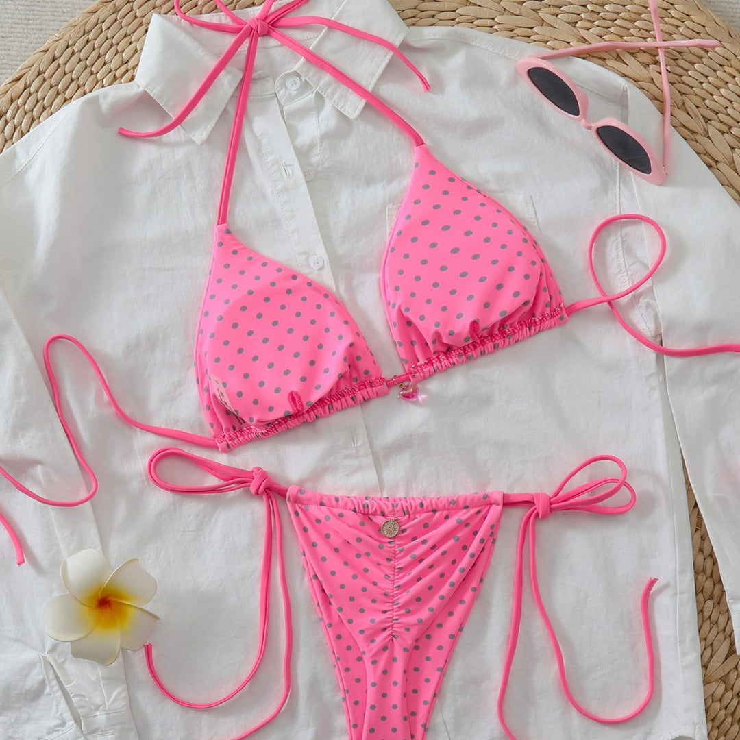 Damen Triangel-Bikini mit verspielten Punkten und verstellbaren Trägern R&B