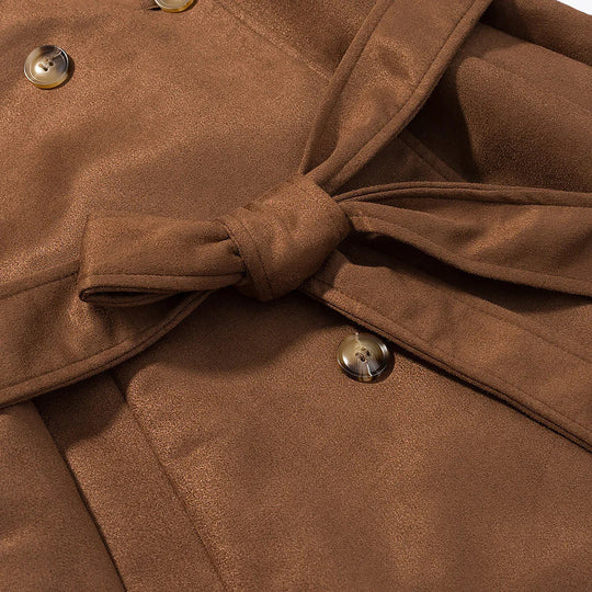 Damen eleganter Trenchcoat mit doppelter Knopfleiste und Gürtel R&B
