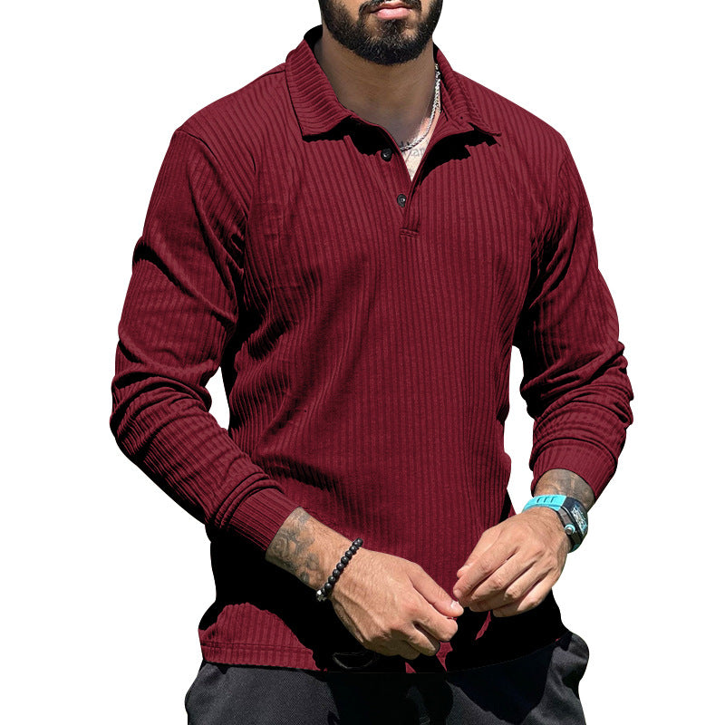 Herren langer Strickpullover mit strukturiertem Design und Knopfleiste R&B