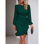 Damen elegantes und figurbetontes Cocktailkleid mit Puffärmeln R&B