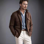 Herren praktische Jacke im schicken Utility-Stil mit hohen Kragen R&B