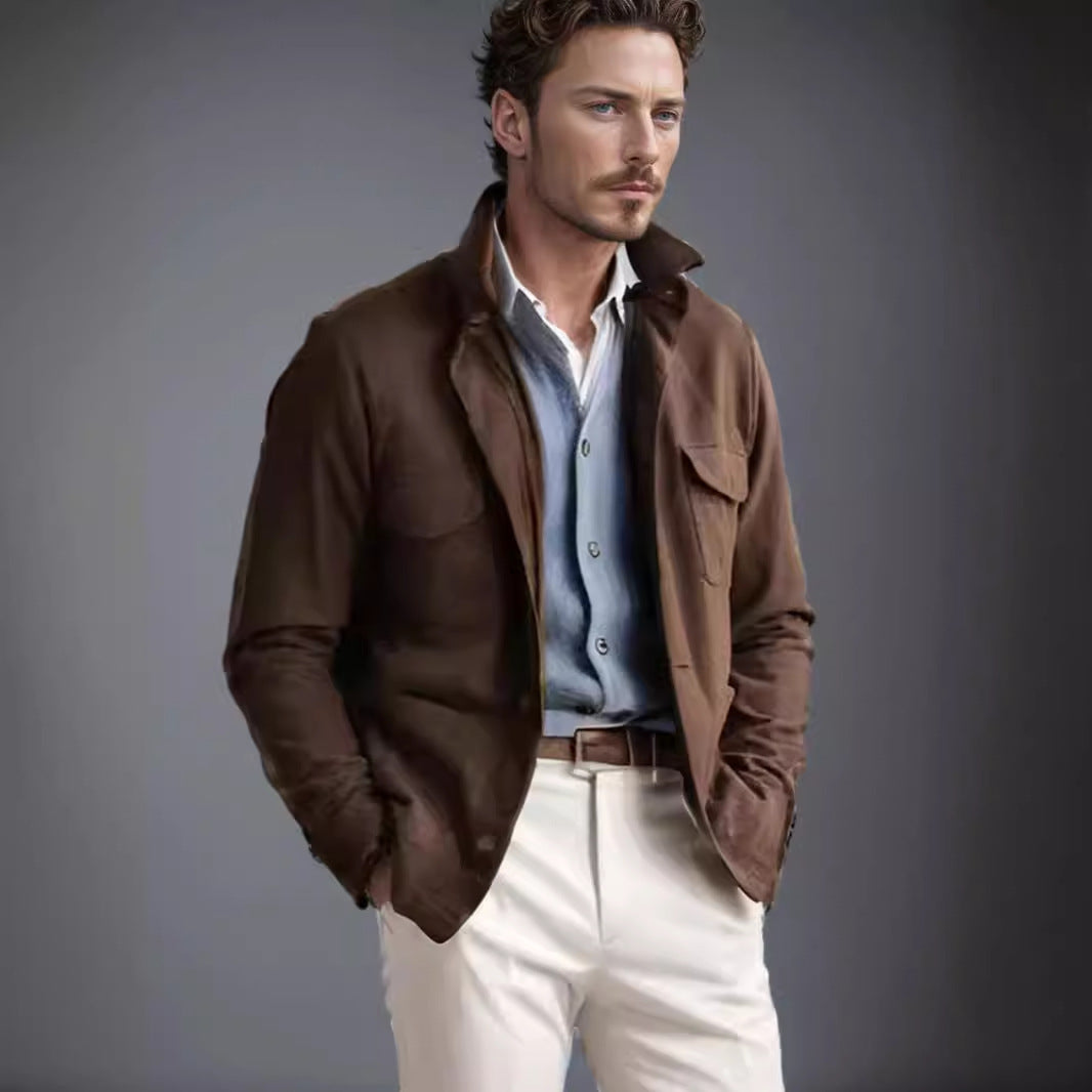 Herren praktische Jacke im schicken Utility-Stil mit hohen Kragen R&B