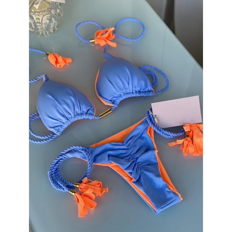 Damen Triangel-Bikini mit verspieltem Trockenband und eleganten Details R&B