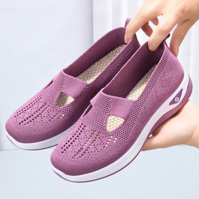 Damen Komfortable Slip-On Sneakers mit luftdurchlässigem Strickdesign R&B