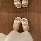 Damen bequeme Zehentrenner-Sandalen mit modischem Riemendesign R&B