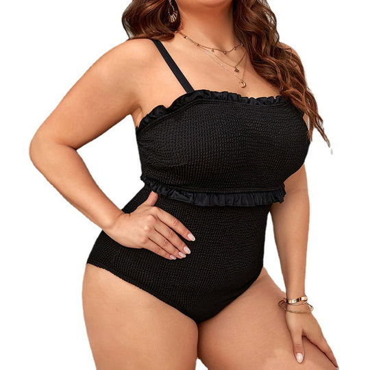 Damen Einteiler Badeanzug mit Rüschendetails R&B